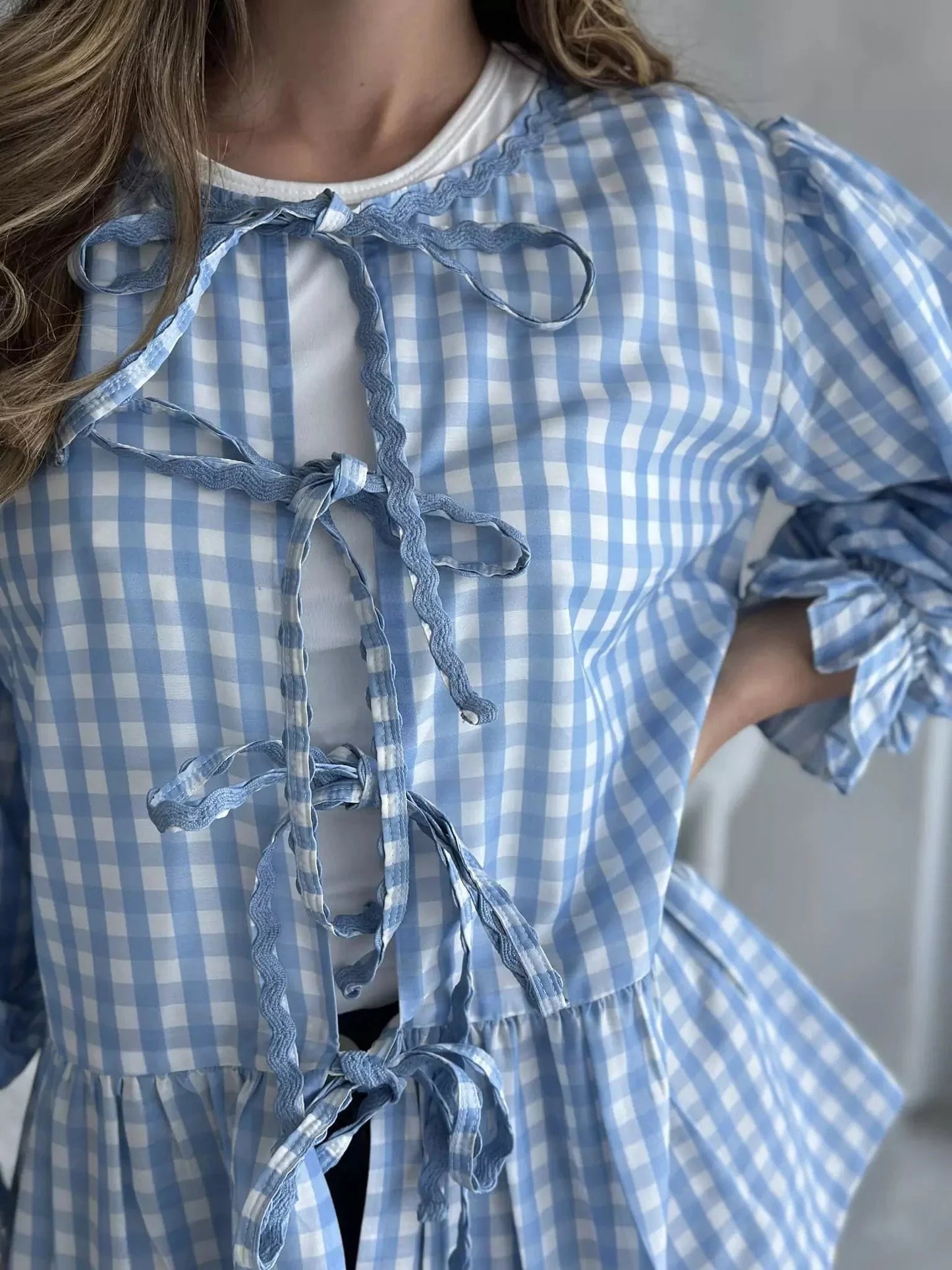 Gingham Swirl Blue Shirt